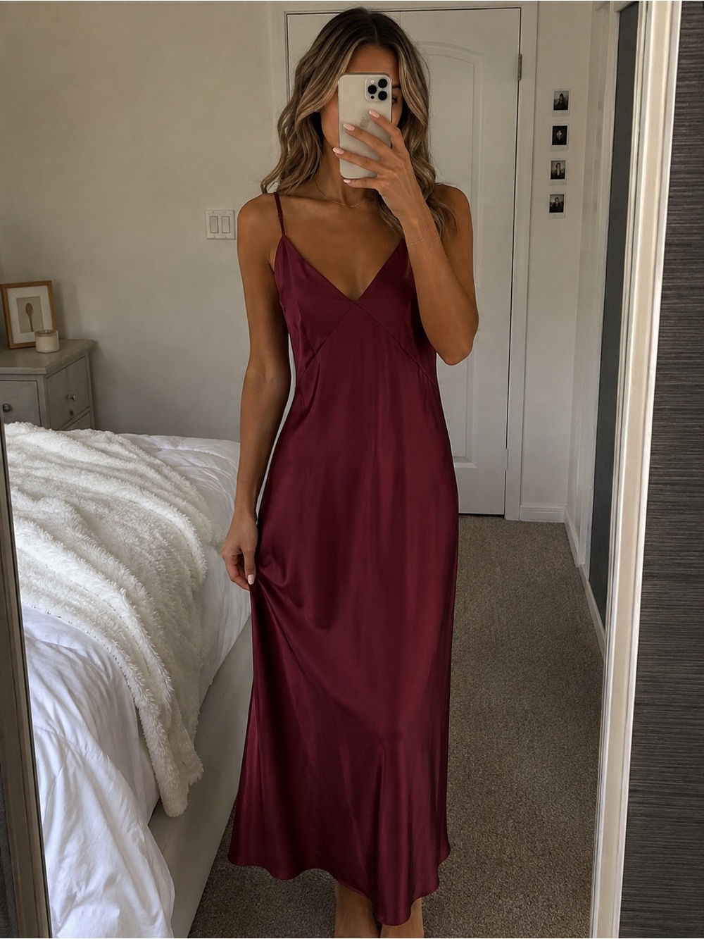 A new day Slip Satin Maxi Dress in Wine burgundy XL evening dress